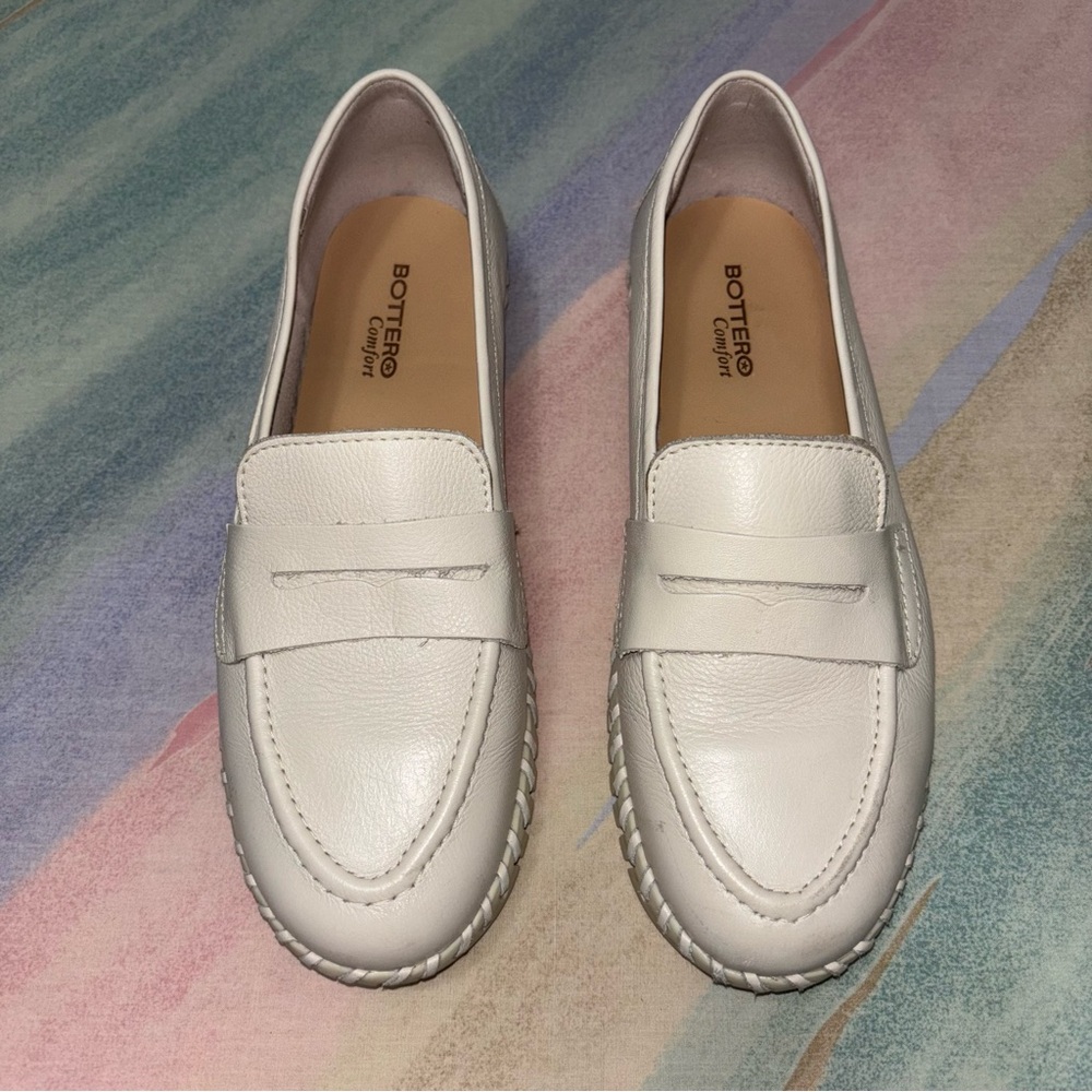 Bottero Comfort Pansy Ivory  Chunky Loafers Size Womens 7